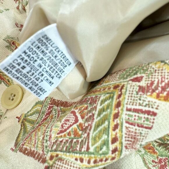 Vintage Talbot's Jacket Womens 4 Pure Silk Asian Elephant Corpcore New Button Up - Picture 7 of 10